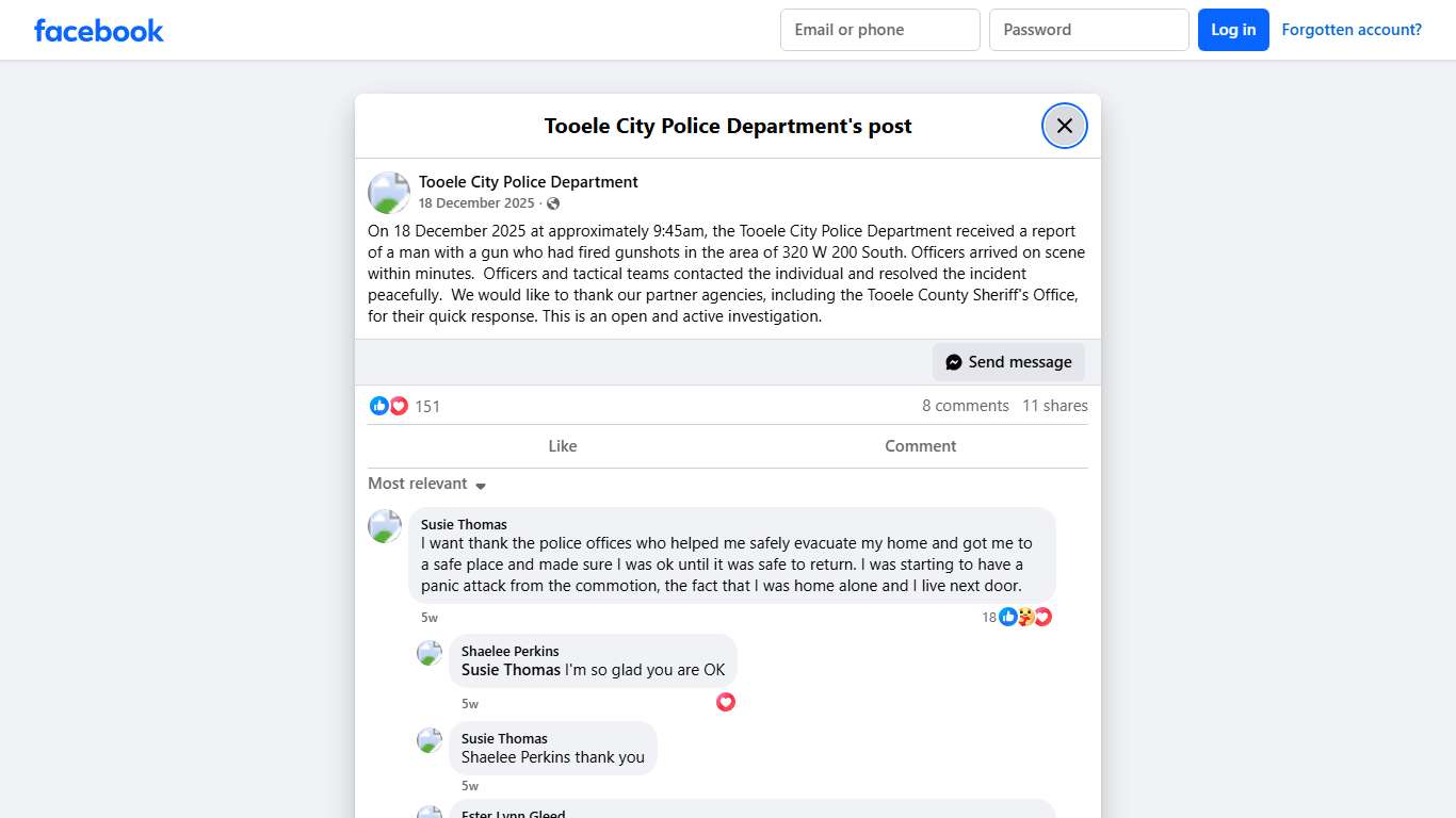 On 18 December 2025 at... - Tooele City Police Department Facebook