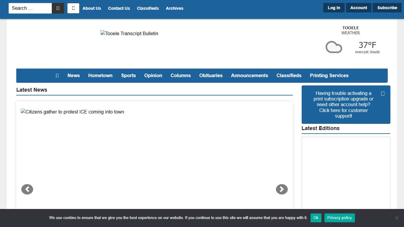 Front Page - Tooele Transcript Bulletin